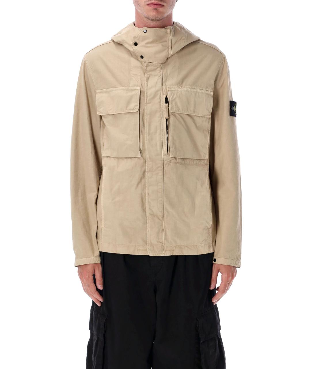 STONE ISLAND Бежевая хлопковая куртка, фото 2