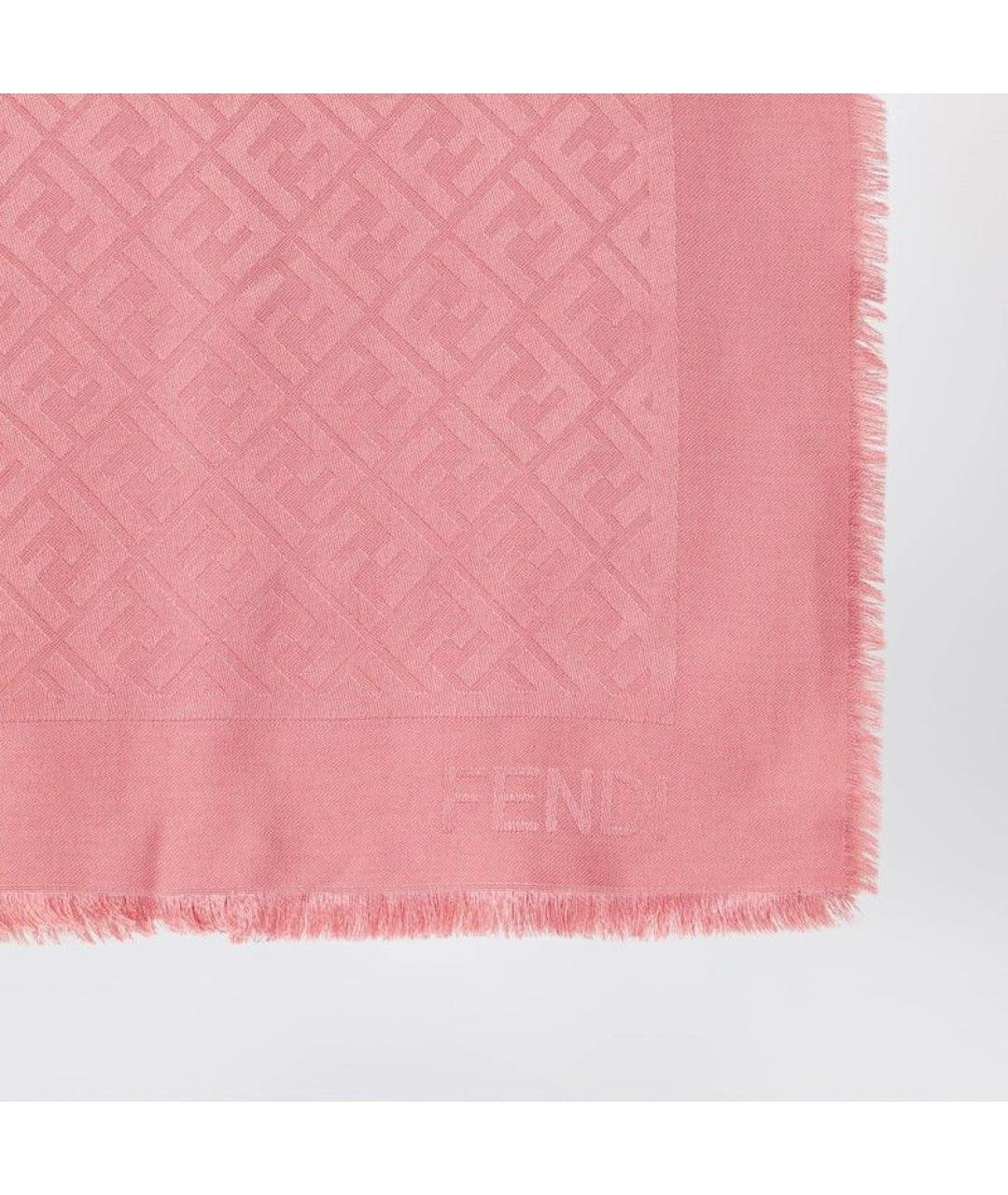 FENDI Розовый шелковый шарф, фото 2