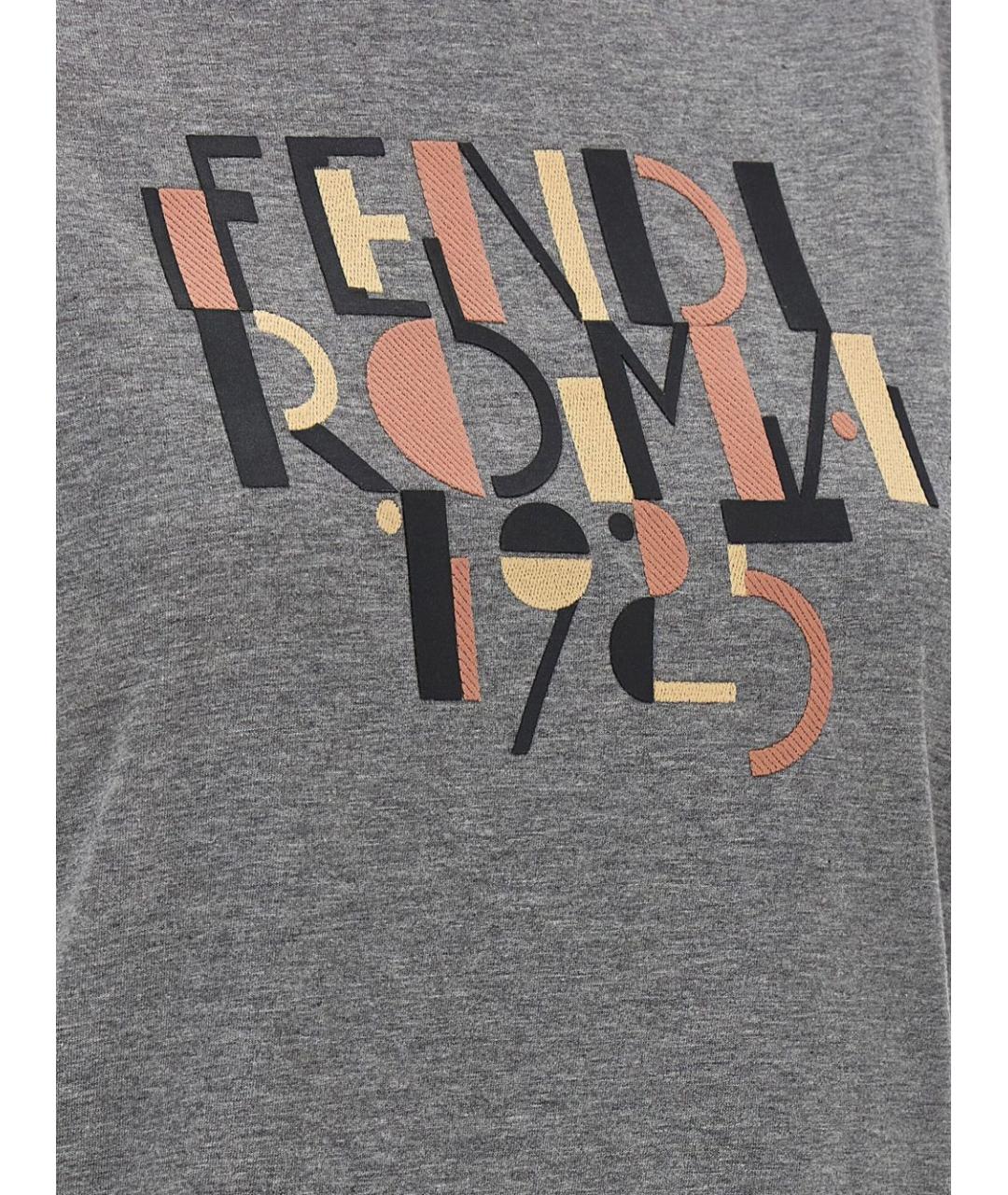 FENDI Серая хлопковая футболка, фото 3
