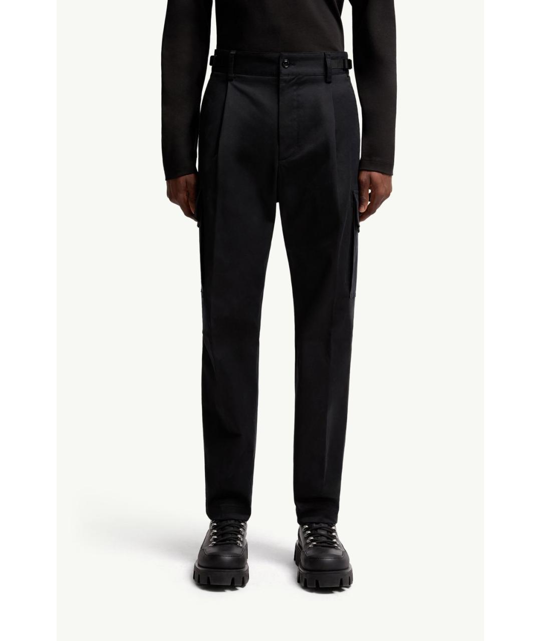 MONCLER Черные хлопковые повседневные брюки, фото 4