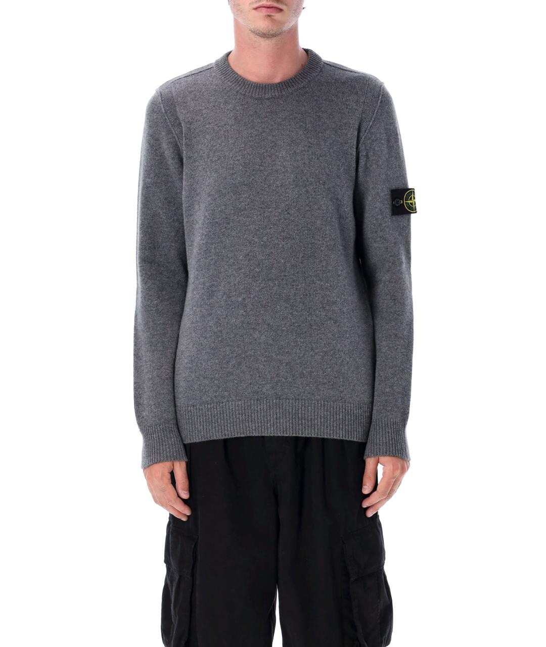 STONE ISLAND Серый шерстяной джемпер / свитер, фото 2