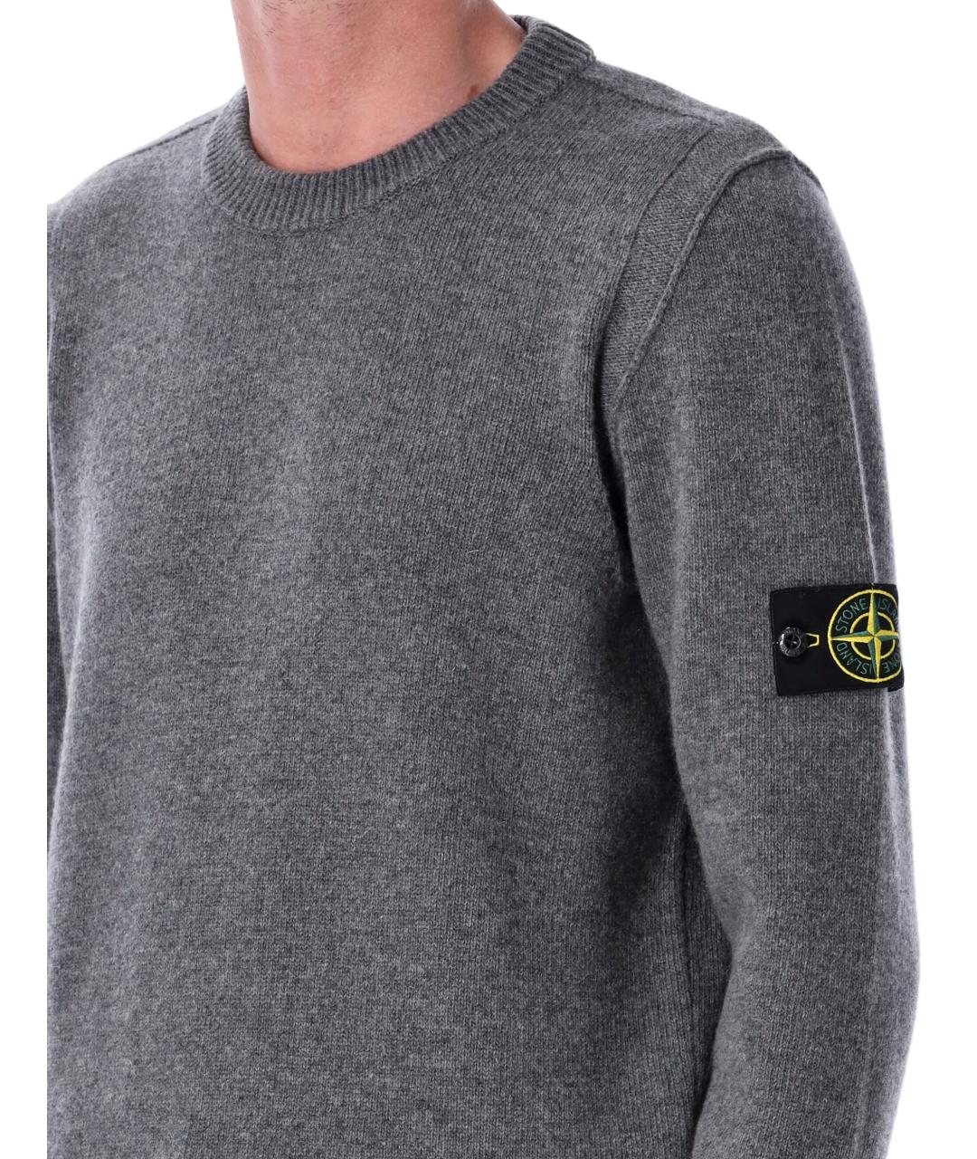 STONE ISLAND Серый шерстяной джемпер / свитер, фото 4