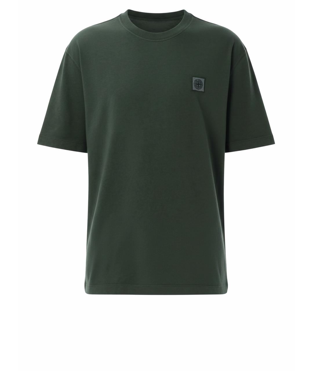 STONE ISLAND Зеленая хлопковая футболка, фото 1