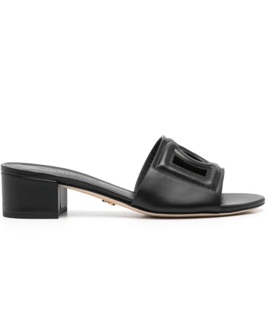 DOLCE&GABBANA Черные кожаные мюли, фото 5