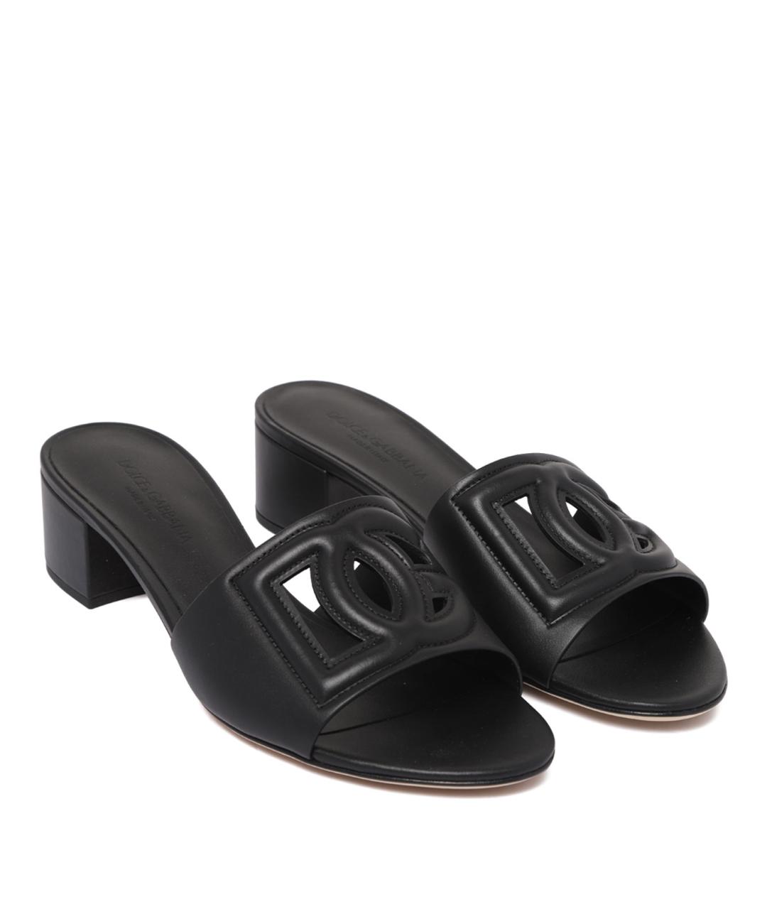 DOLCE&GABBANA Черные кожаные мюли, фото 2