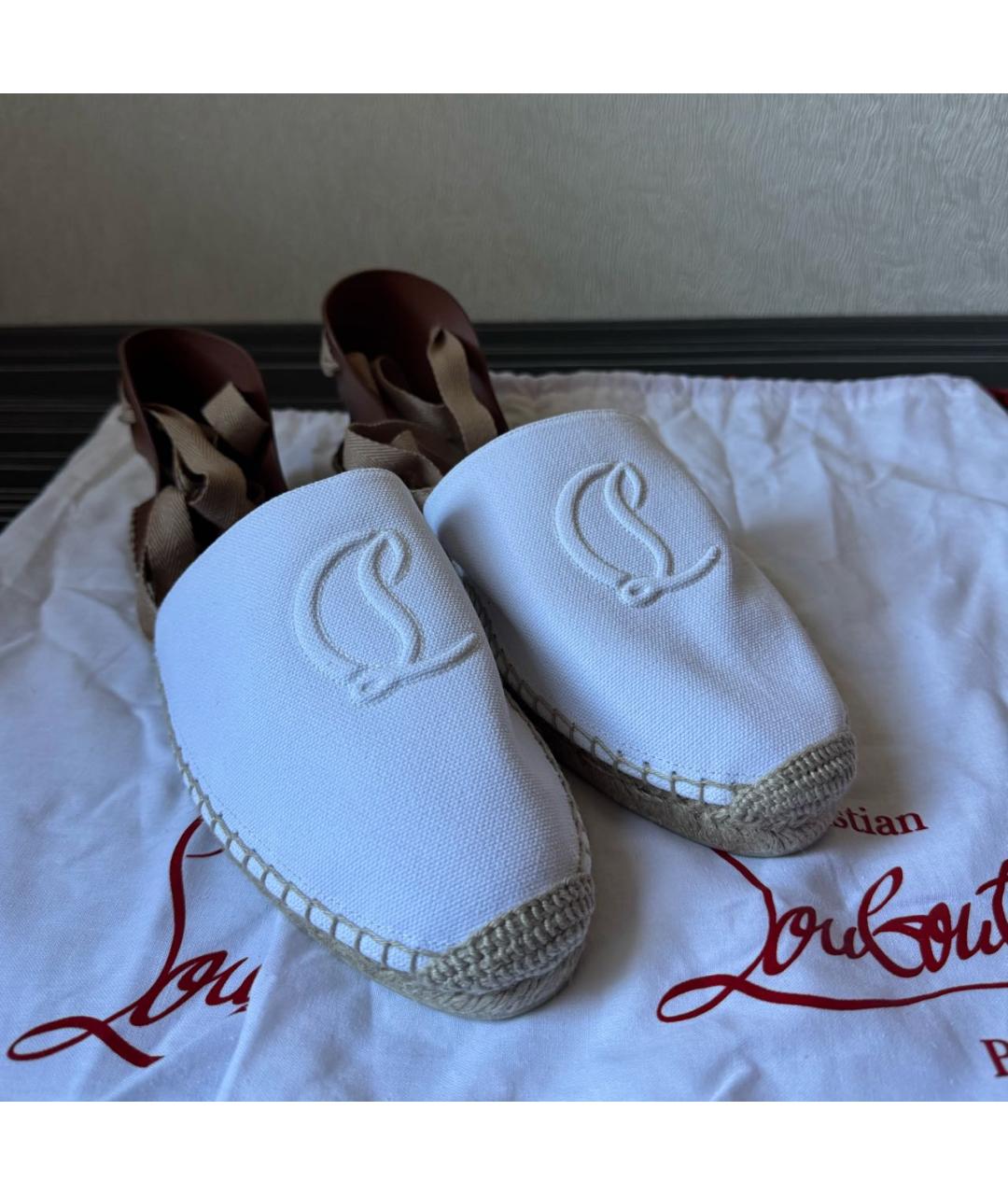 CHRISTIAN LOUBOUTIN Белые текстильные эспадрильи, фото 6