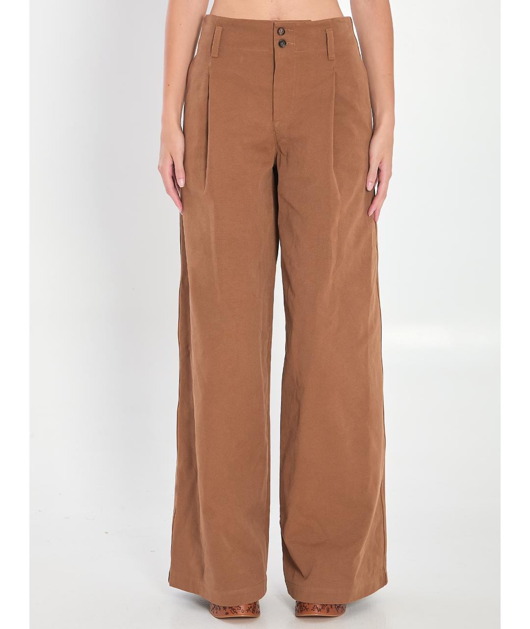 CHLOE Коричневые хлопковые прямые брюки, фото 2