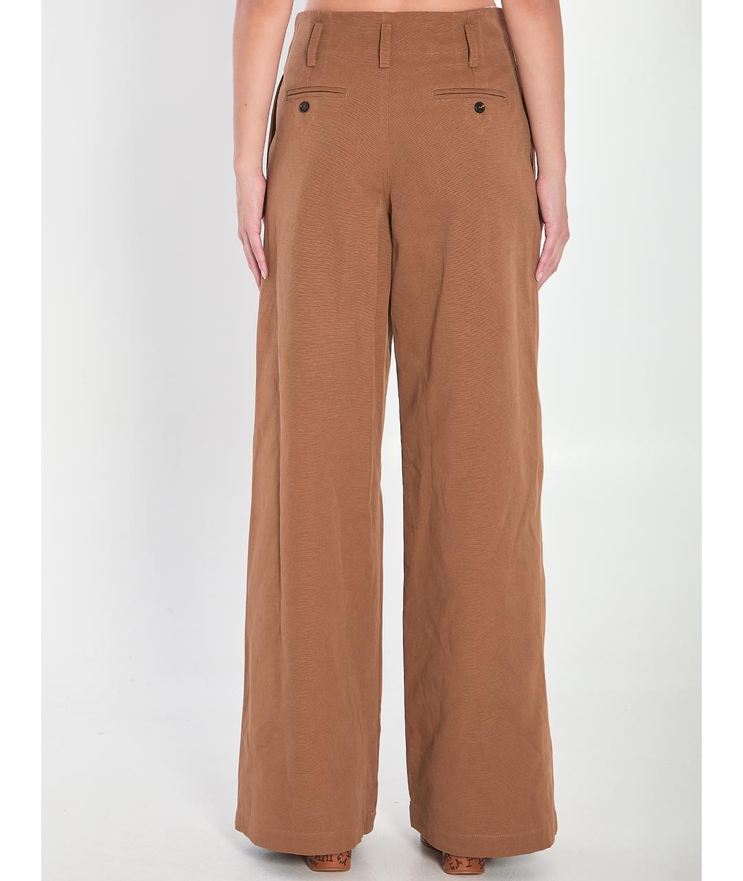 CHLOE Коричневые хлопковые прямые брюки, фото 5