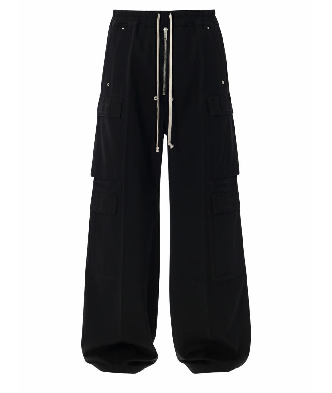 RICK OWENS Черные хлопковые повседневные брюки, фото 1