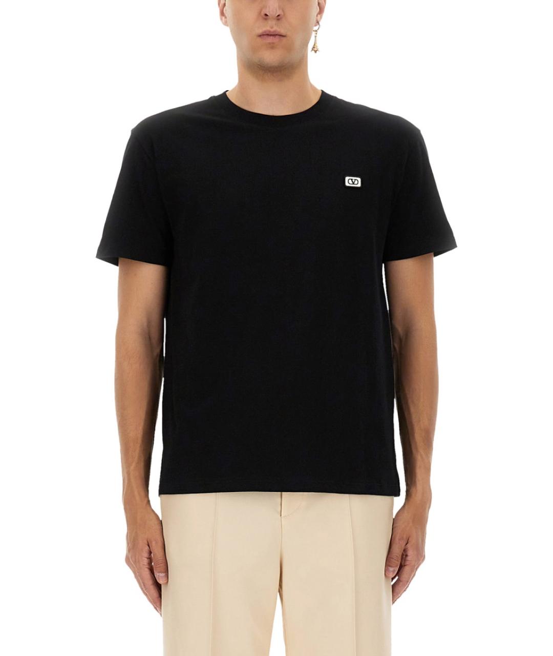 VALENTINO Черная хлопковая футболка, фото 2