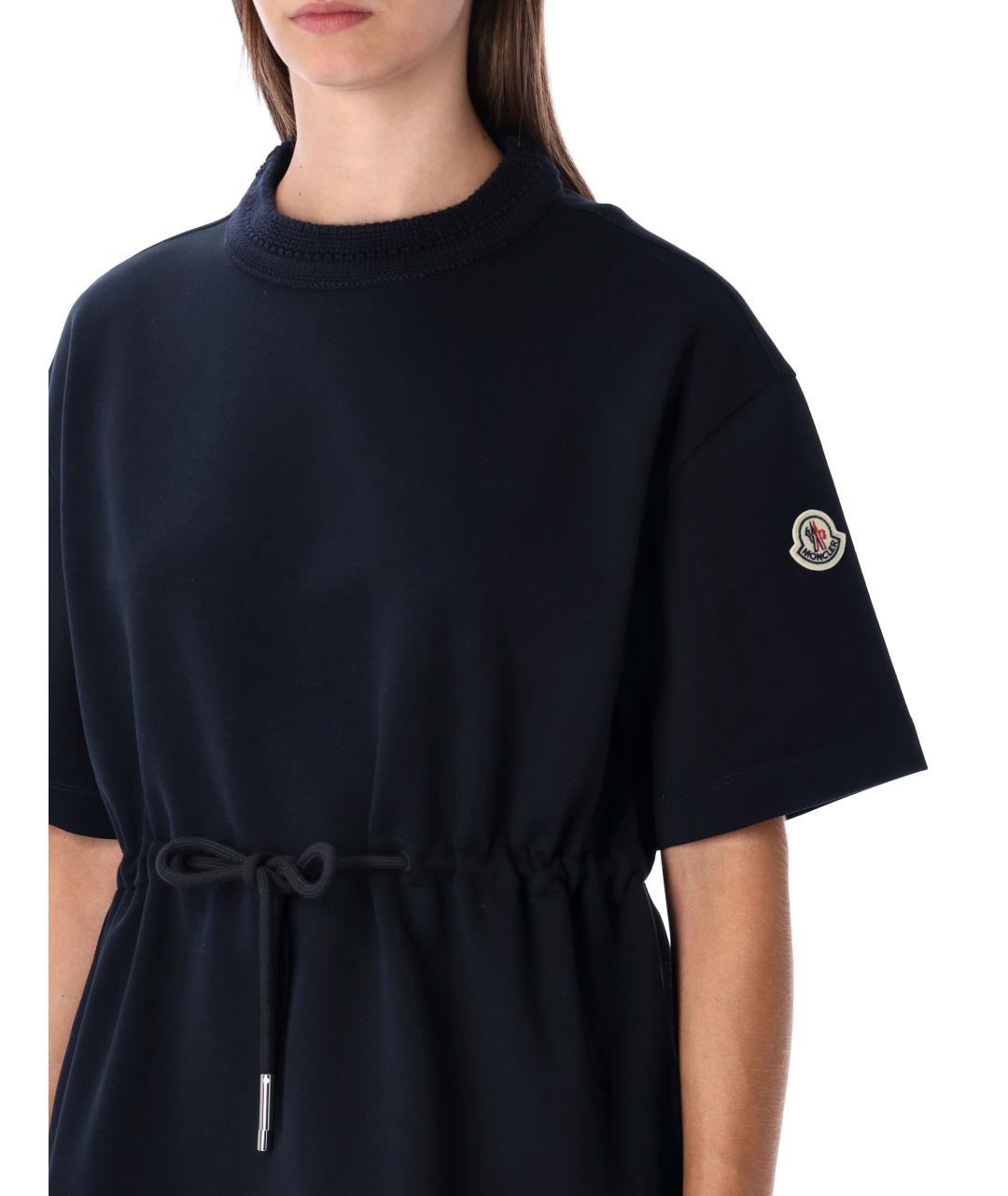 MONCLER Темно-синяя хлопковая футболка, фото 3