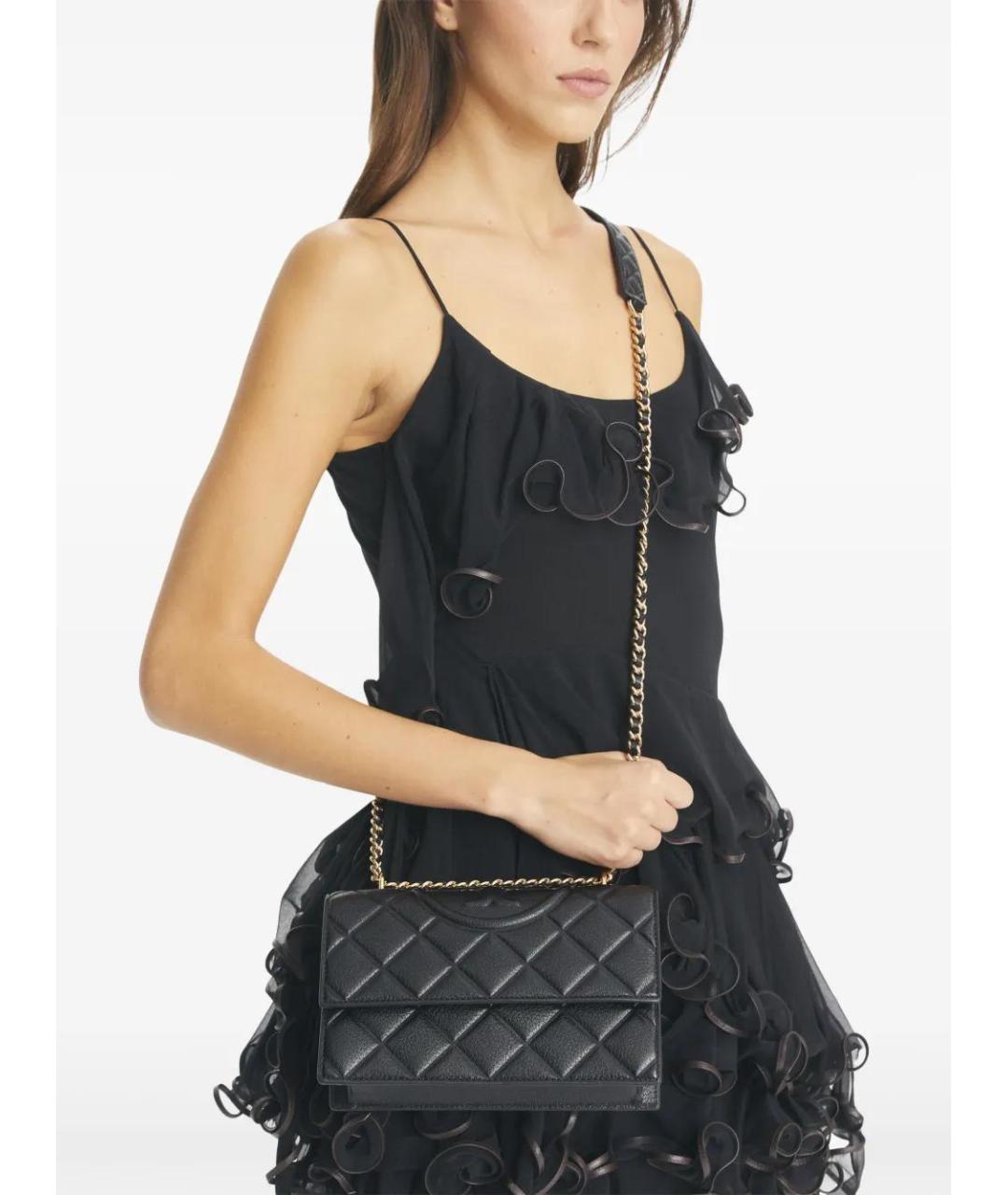 TORY BURCH Черная кожаная сумка через плечо, фото 3