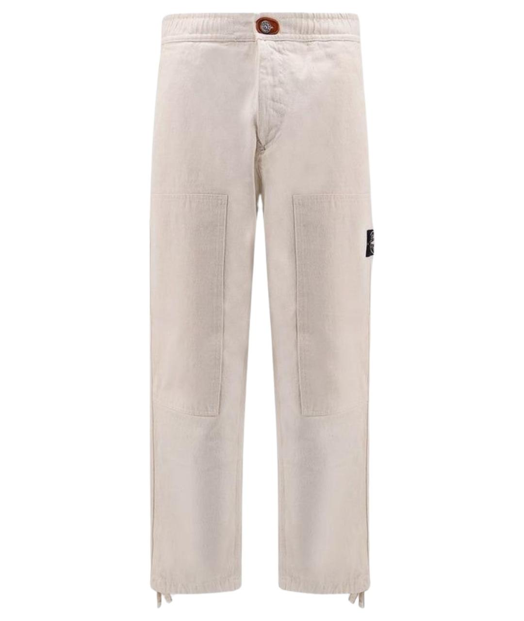 STONE ISLAND Белые хлопковые повседневные брюки, фото 1