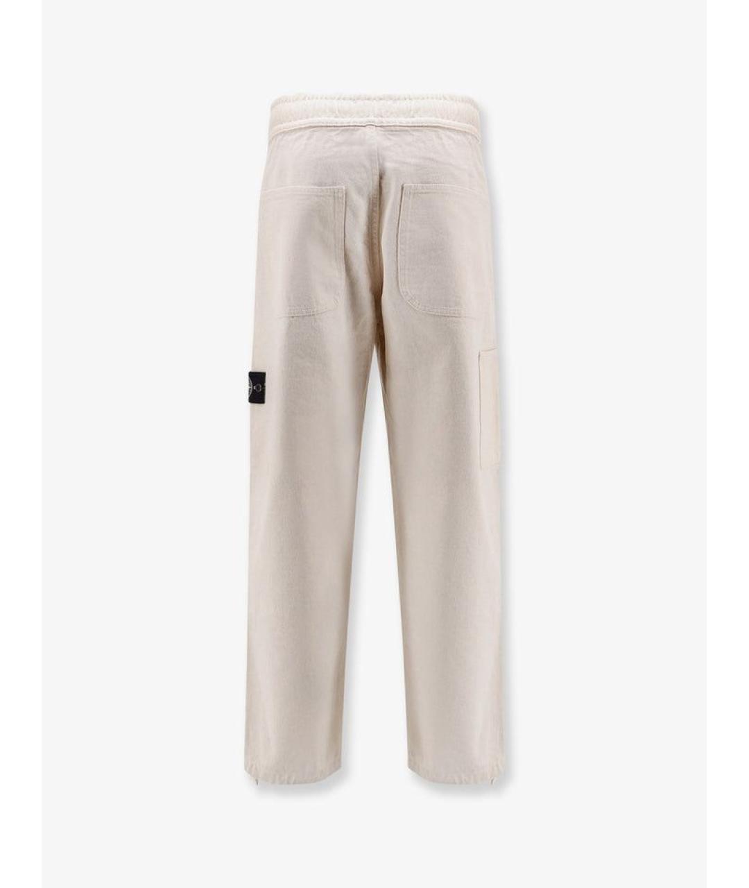 STONE ISLAND Белые хлопковые повседневные брюки, фото 2
