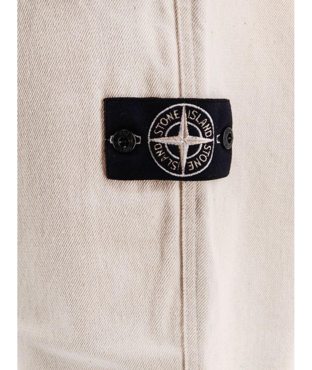 STONE ISLAND Белые хлопковые повседневные брюки, фото 3