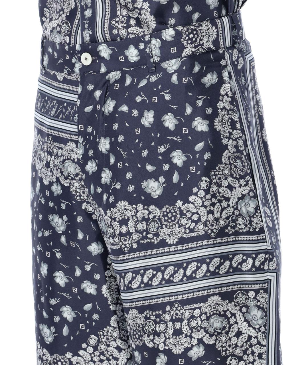 FENDI Синие шелковые шорты, фото 4