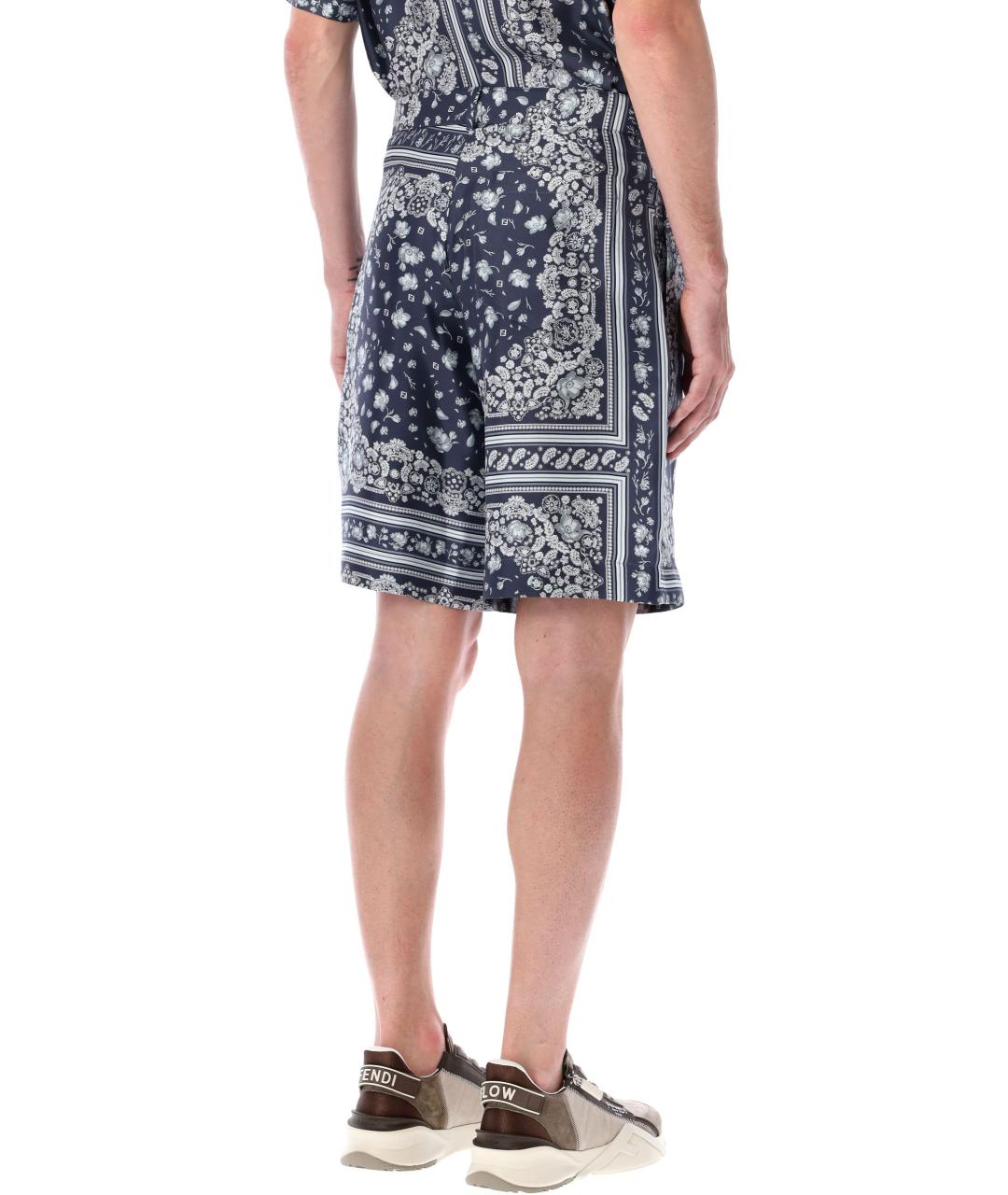 FENDI Синие шелковые шорты, фото 3