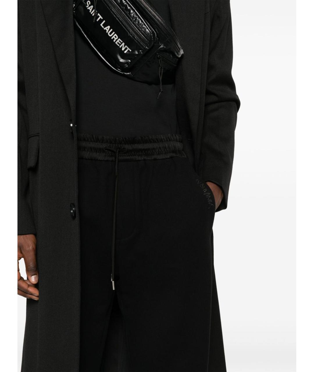 SAINT LAURENT Черные хлопковые повседневные брюки, фото 2