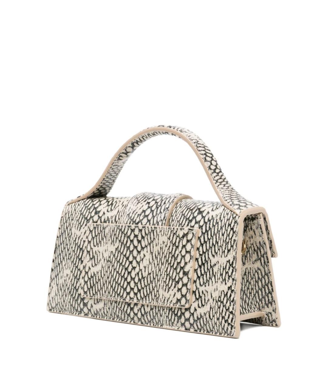 JACQUEMUS Бежевая кожаная сумка с короткими ручками, фото 2