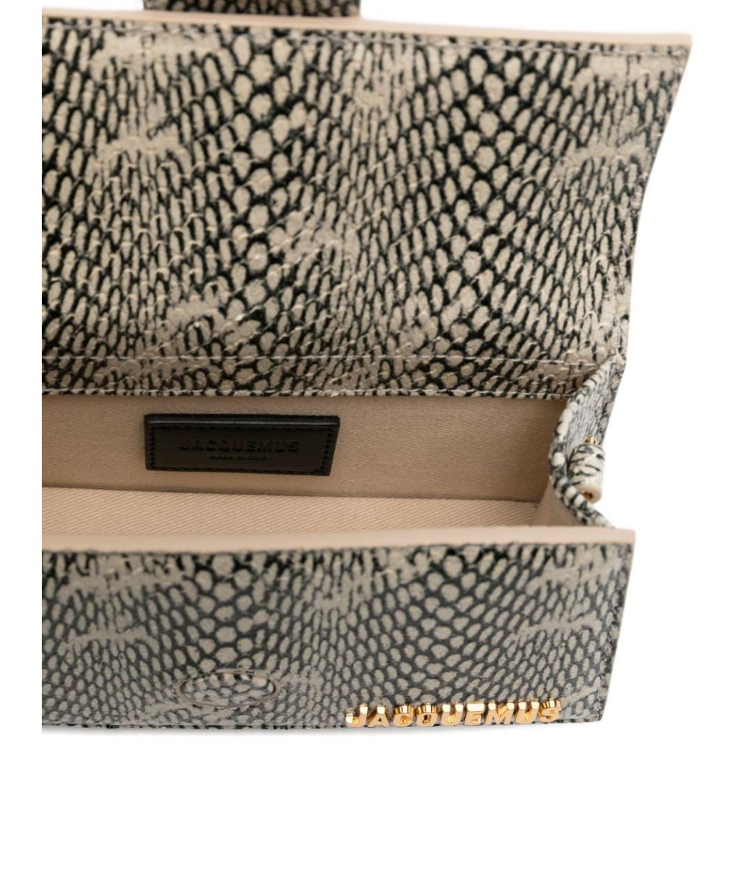 JACQUEMUS Бежевая кожаная сумка с короткими ручками, фото 4