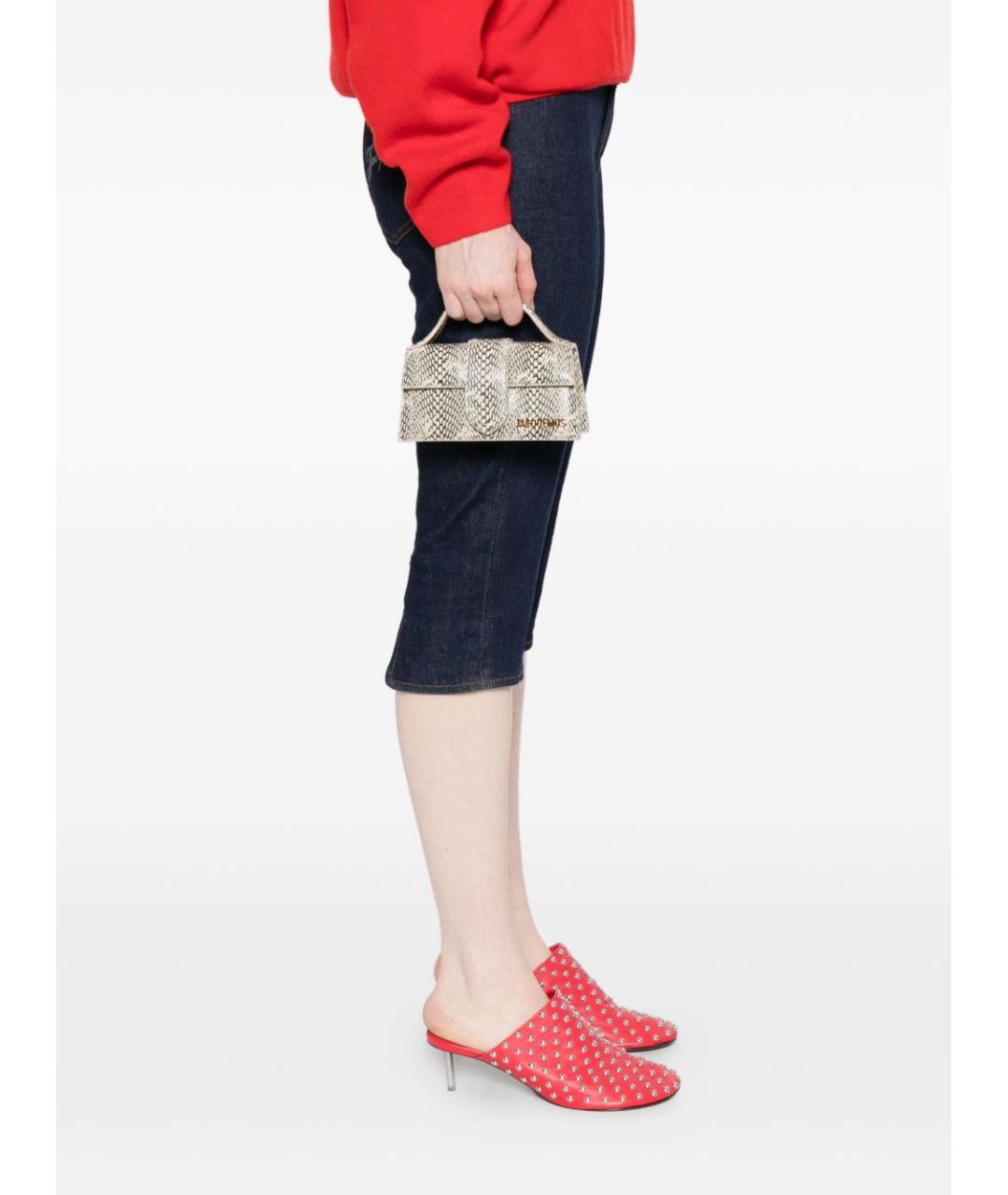 JACQUEMUS Бежевая кожаная сумка с короткими ручками, фото 3