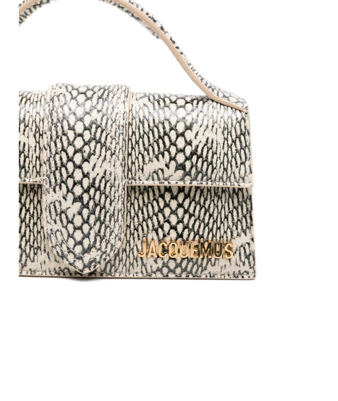 JACQUEMUS Бежевая кожаная сумка с короткими ручками, фото 5