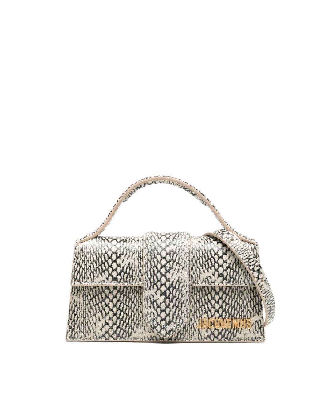 JACQUEMUS Бежевая кожаная сумка с короткими ручками, фото 1