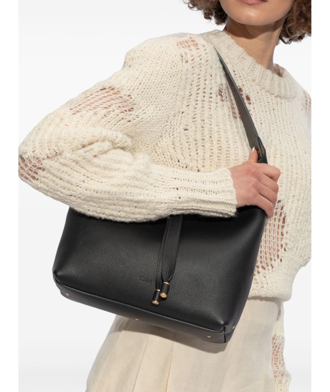 CHLOE Черная кожаная сумка тоут, фото 3