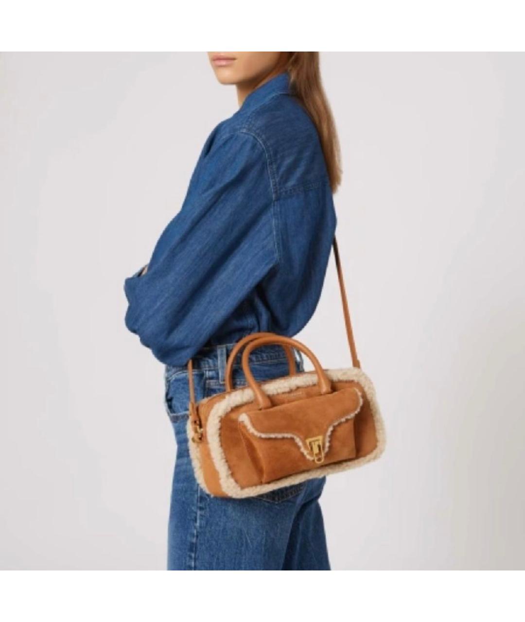 COCCINELLE Коричневая замшевая сумка через плечо, фото 4