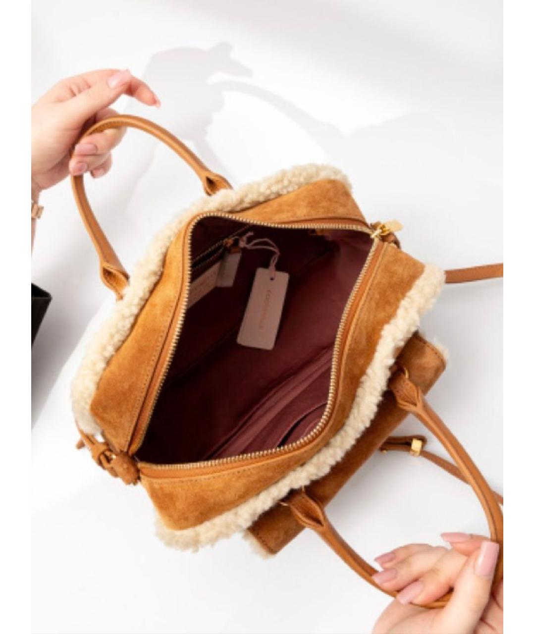 COCCINELLE Коричневая замшевая сумка через плечо, фото 5