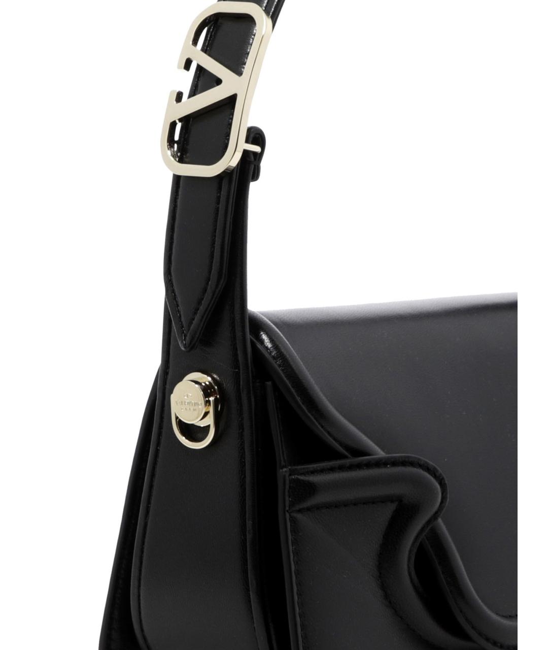 VALENTINO Черная кожаная сумка через плечо, фото 4