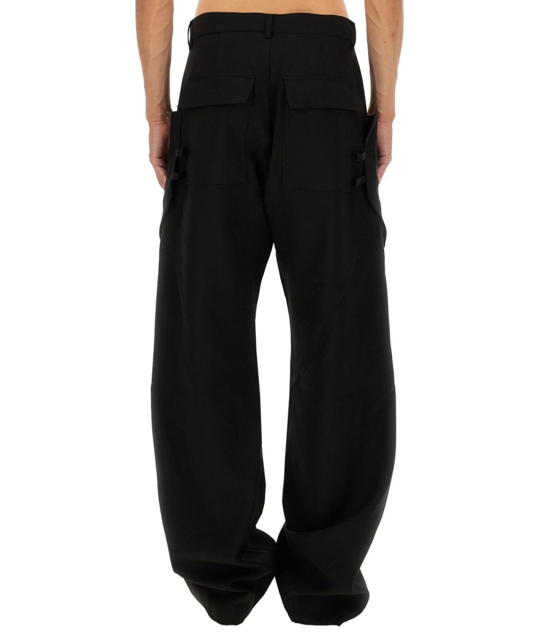 RICK OWENS Черные шерстяные повседневные брюки, фото 5