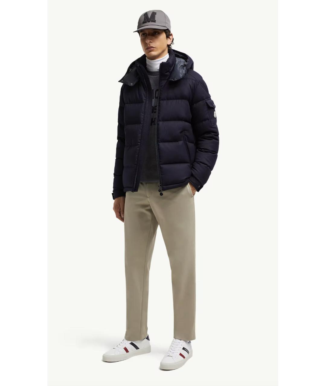 MONCLER Темно-синий шерстяной пуховик, фото 2