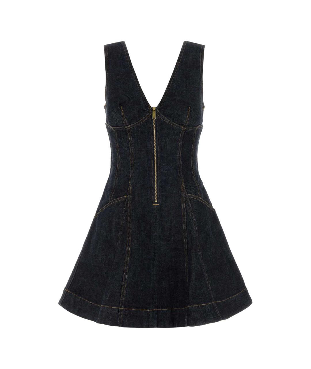 SELF-PORTRAIT Темно-синее хлопко-эластановое повседневное платье, фото 1