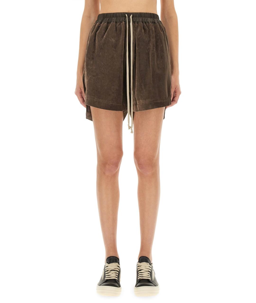 RICK OWENS Коричневые вискозные шорты, фото 2