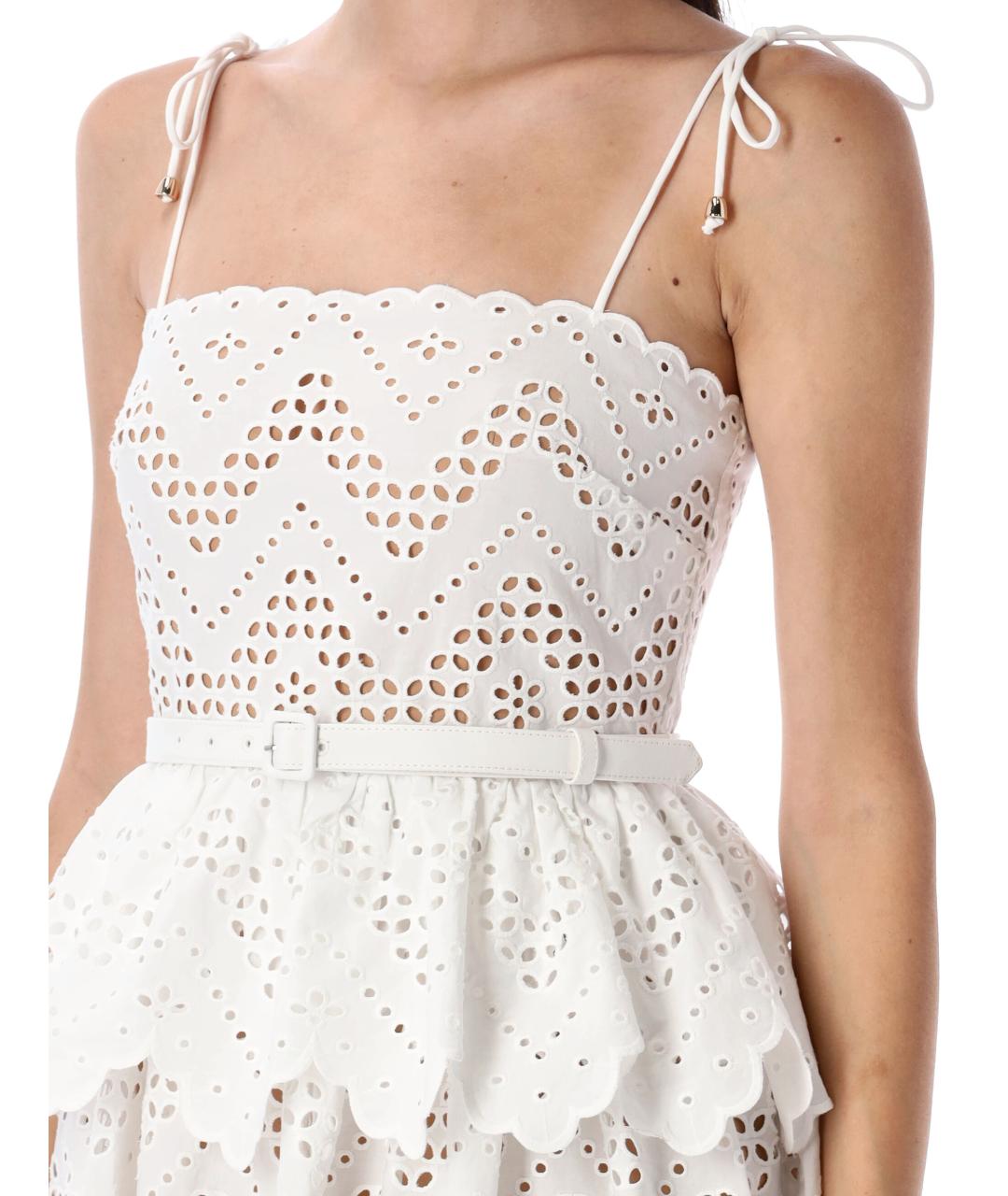 SELF-PORTRAIT Белое хлопковое повседневное платье, фото 4