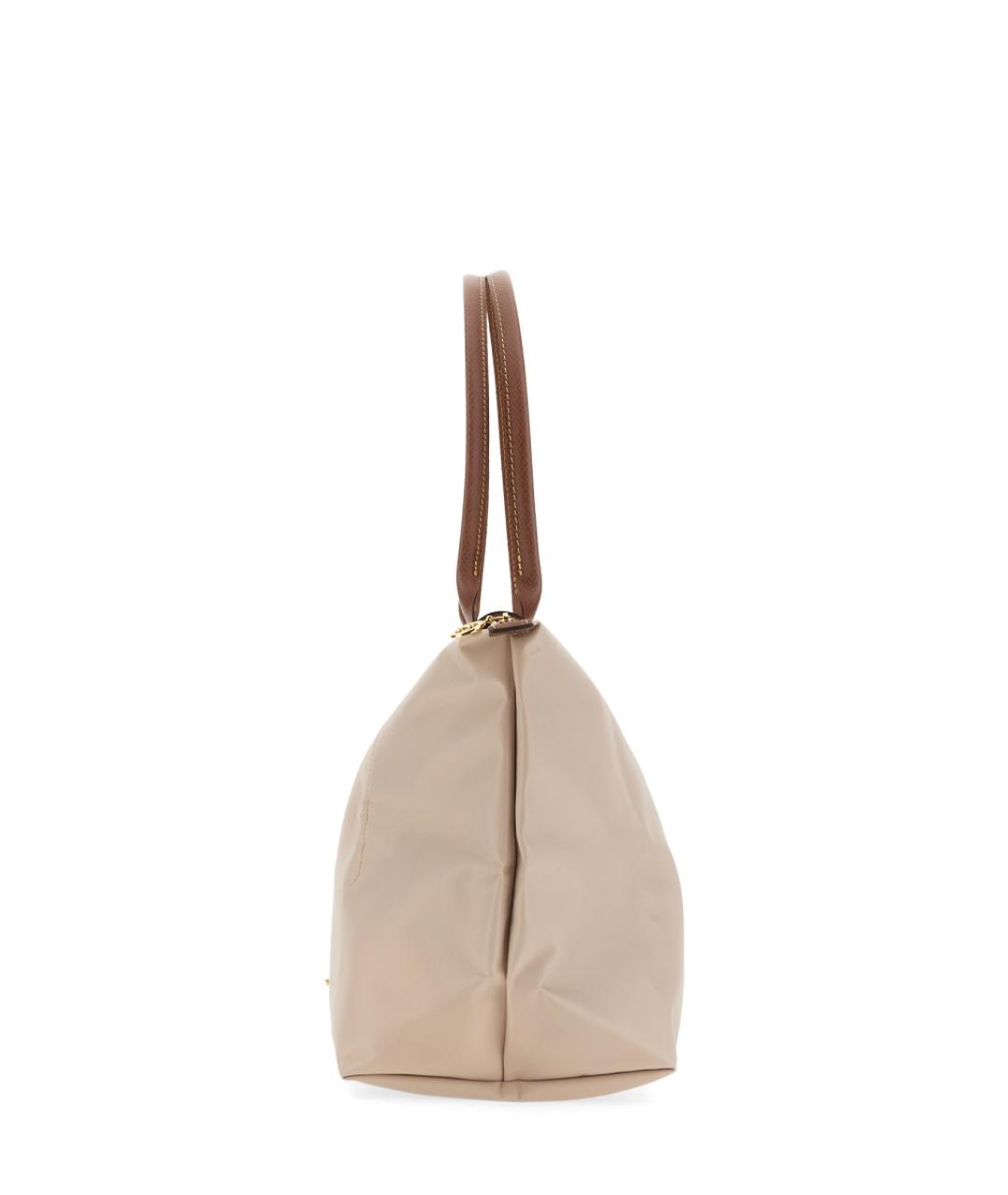 LONGCHAMP Бежевая тканевая сумка с короткими ручками, фото 3