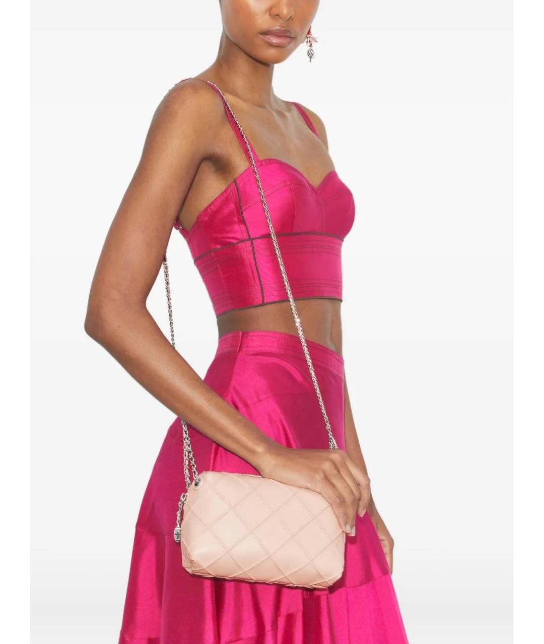 TORY BURCH Розовая бархатная сумка через плечо, фото 2