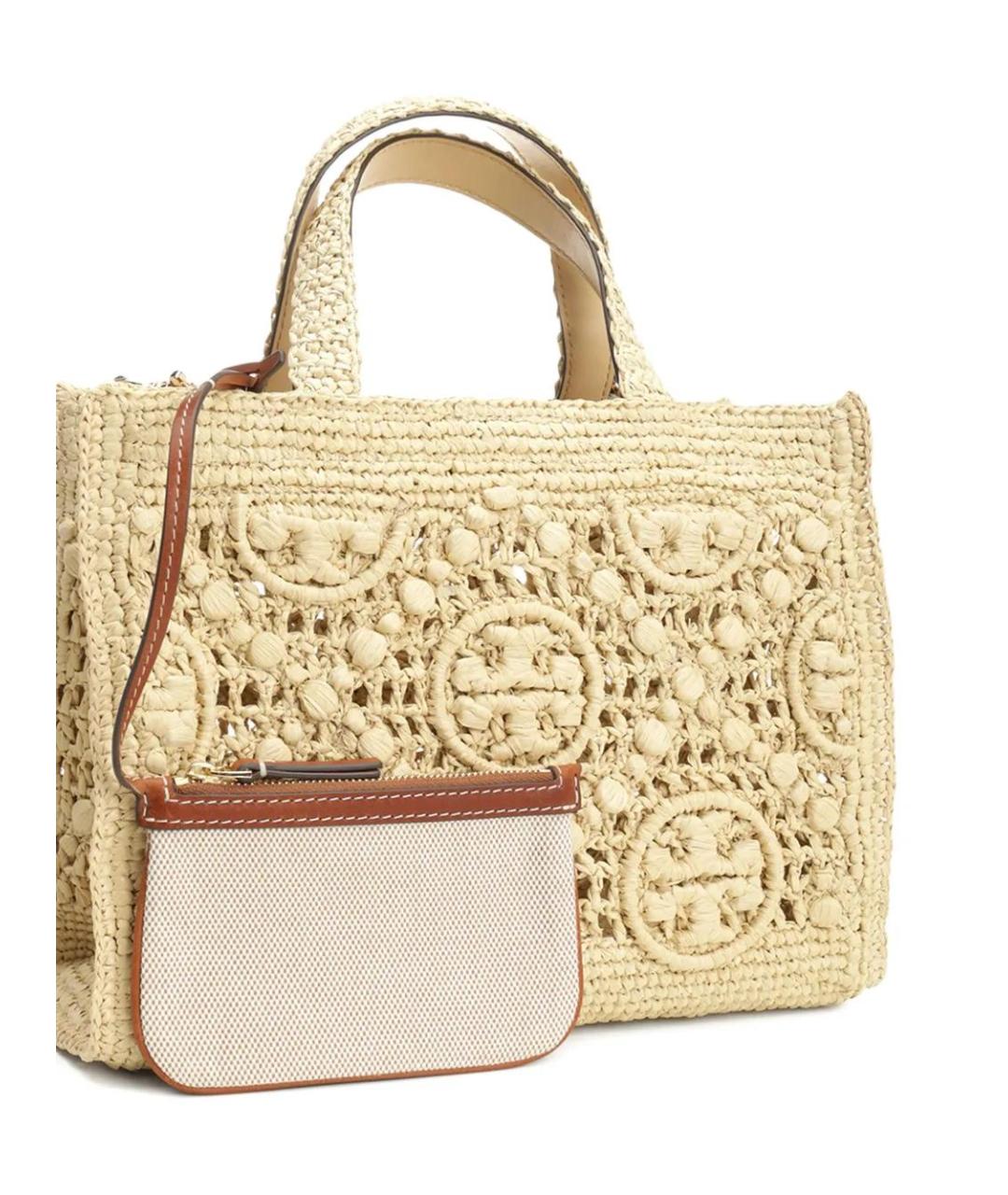 TORY BURCH Бежевая пелетеная сумка с короткими ручками, фото 5