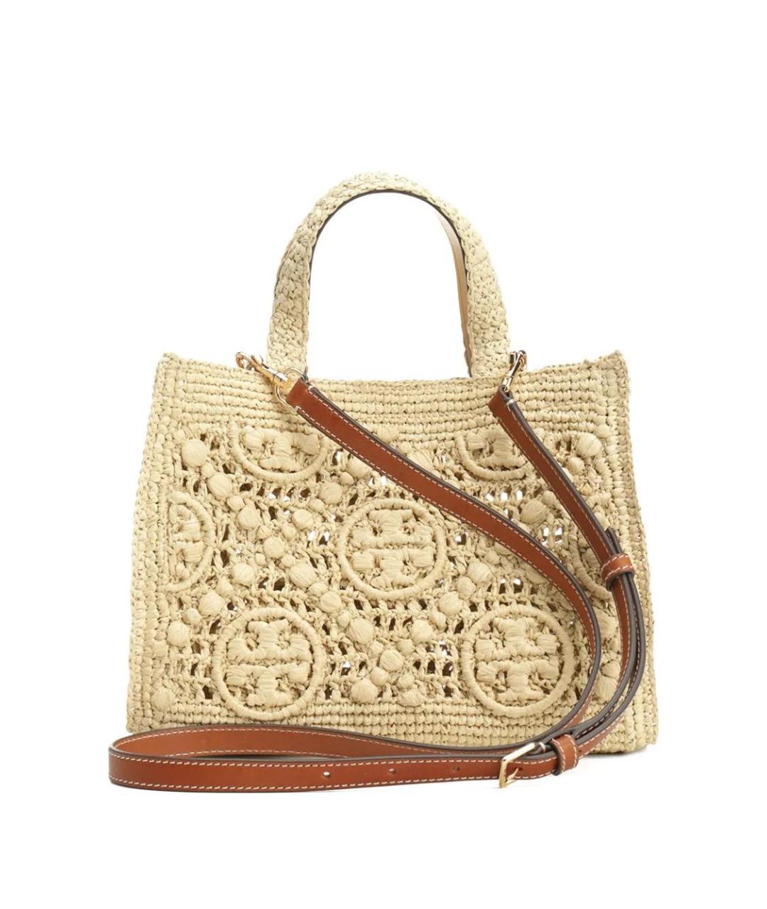 TORY BURCH Бежевая пелетеная сумка с короткими ручками, фото 3