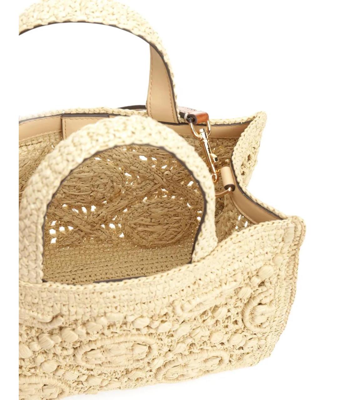 TORY BURCH Бежевая пелетеная сумка с короткими ручками, фото 4