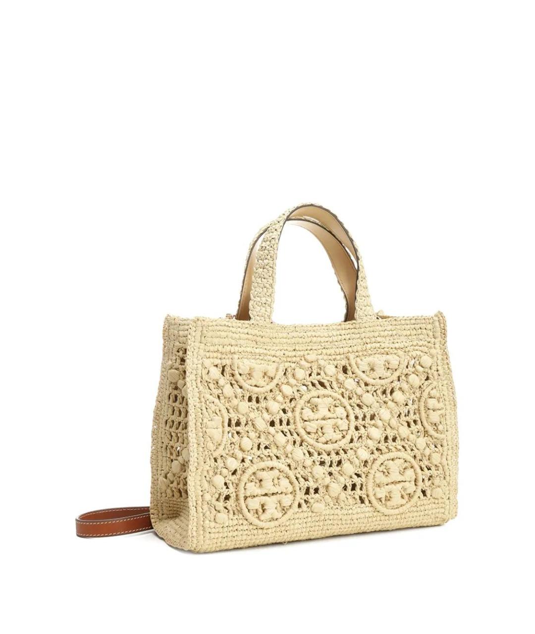 TORY BURCH Бежевая пелетеная сумка с короткими ручками, фото 2