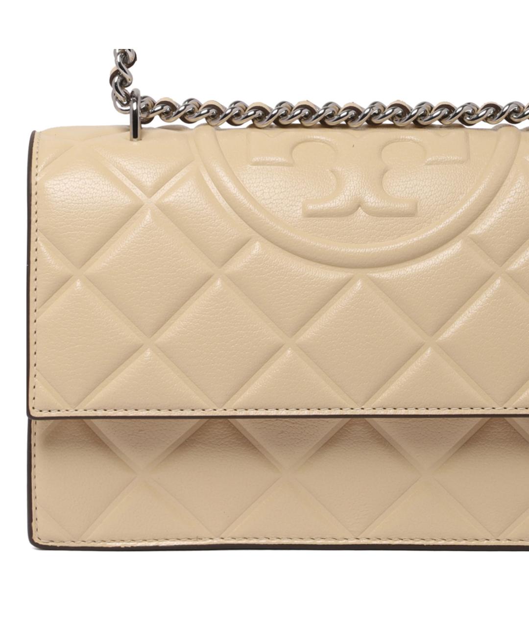 TORY BURCH Бежевая кожаная сумка через плечо, фото 4