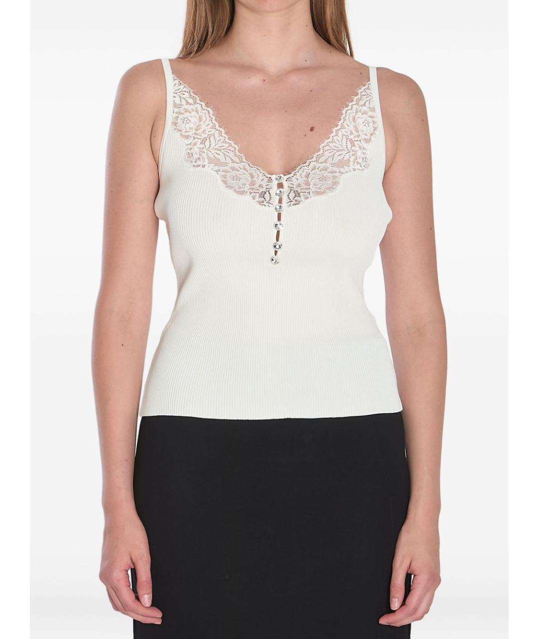 SELF-PORTRAIT Белая вискозная майка, фото 5