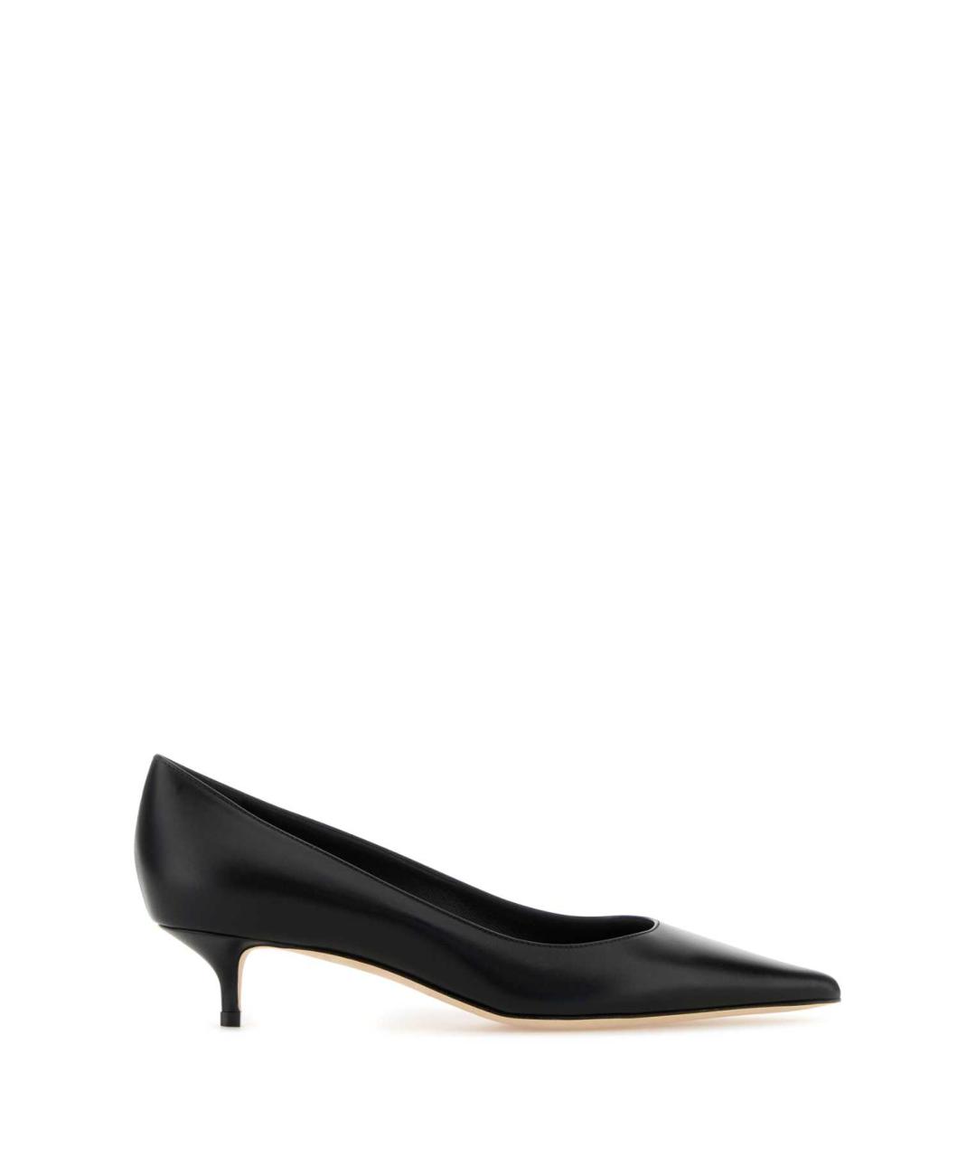 JIMMY CHOO Черные кожаные лодочки на низком каблуке, фото 1