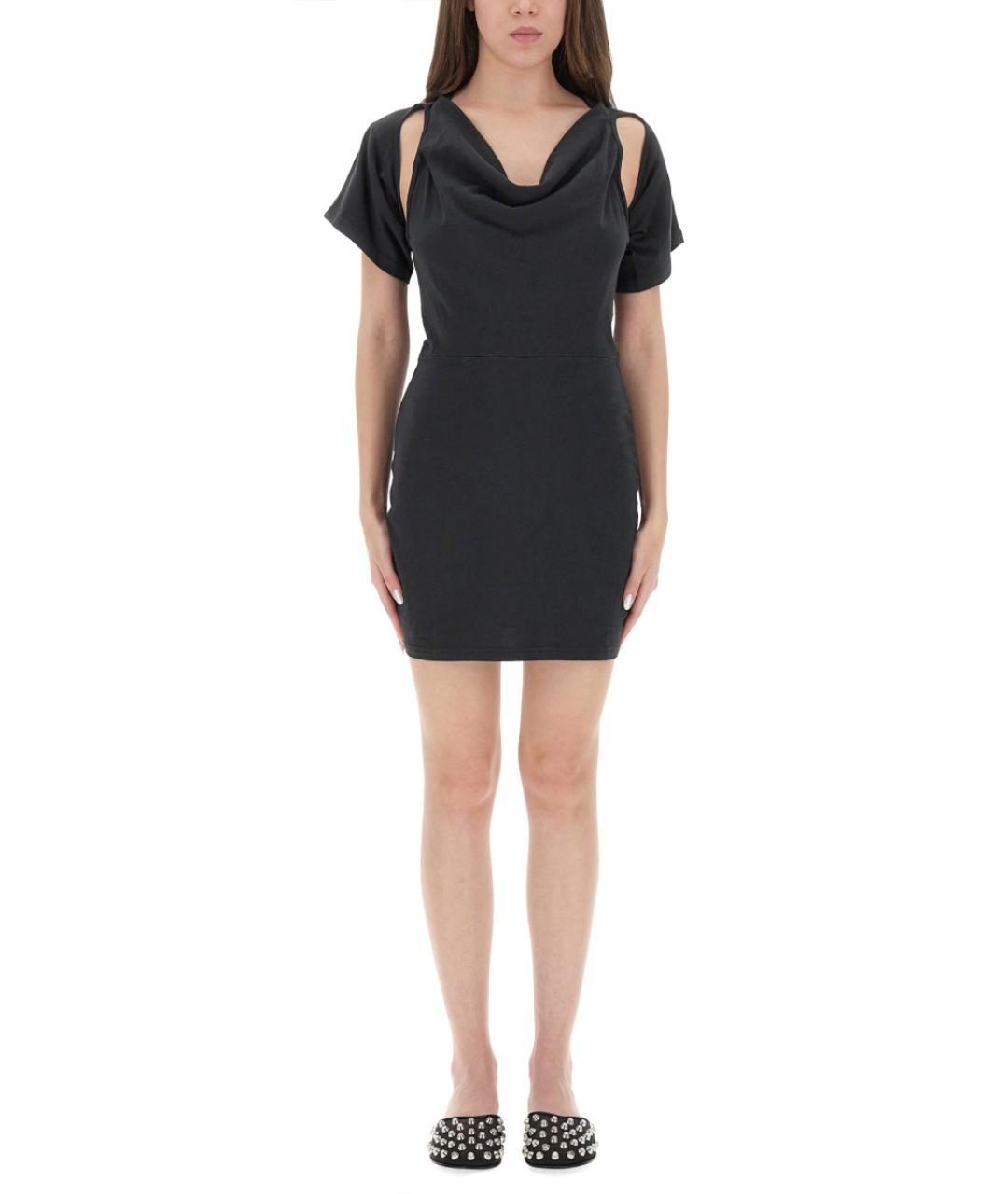 T BY ALEXANDER WANG Черное хлопковое повседневное платье, фото 4