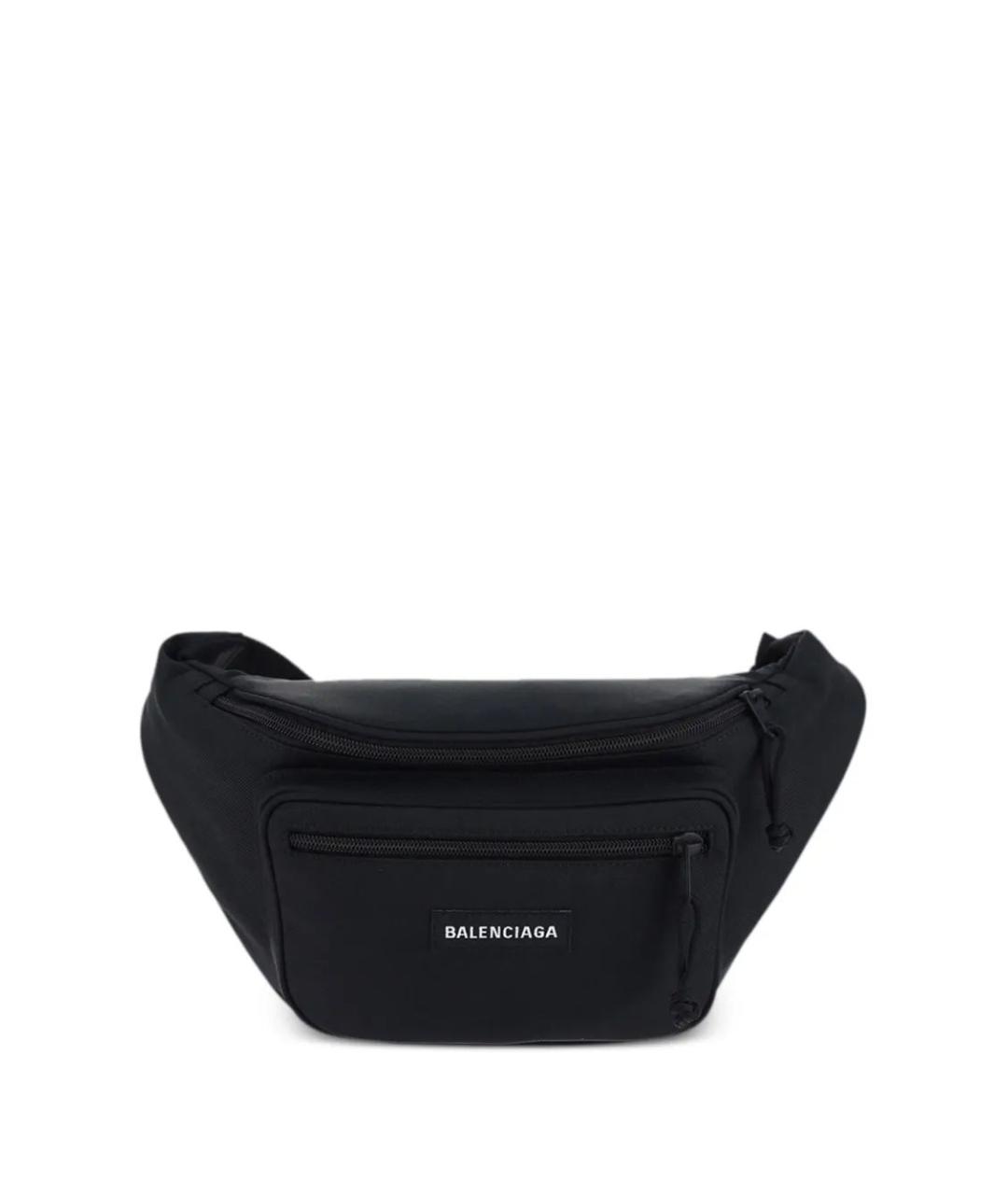 BALENCIAGA Черная синтетическая поясная сумка, фото 1