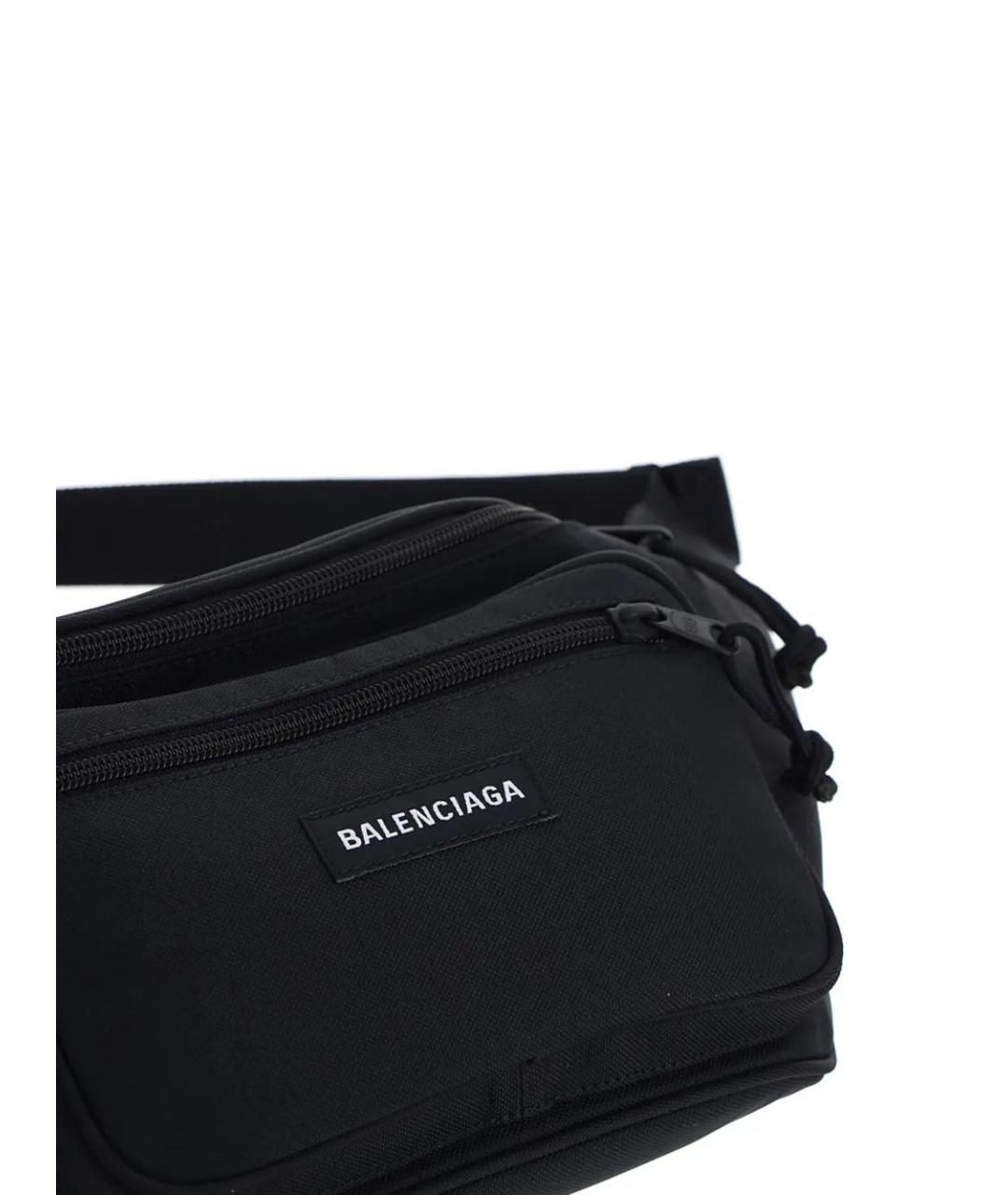 BALENCIAGA Черная синтетическая поясная сумка, фото 4