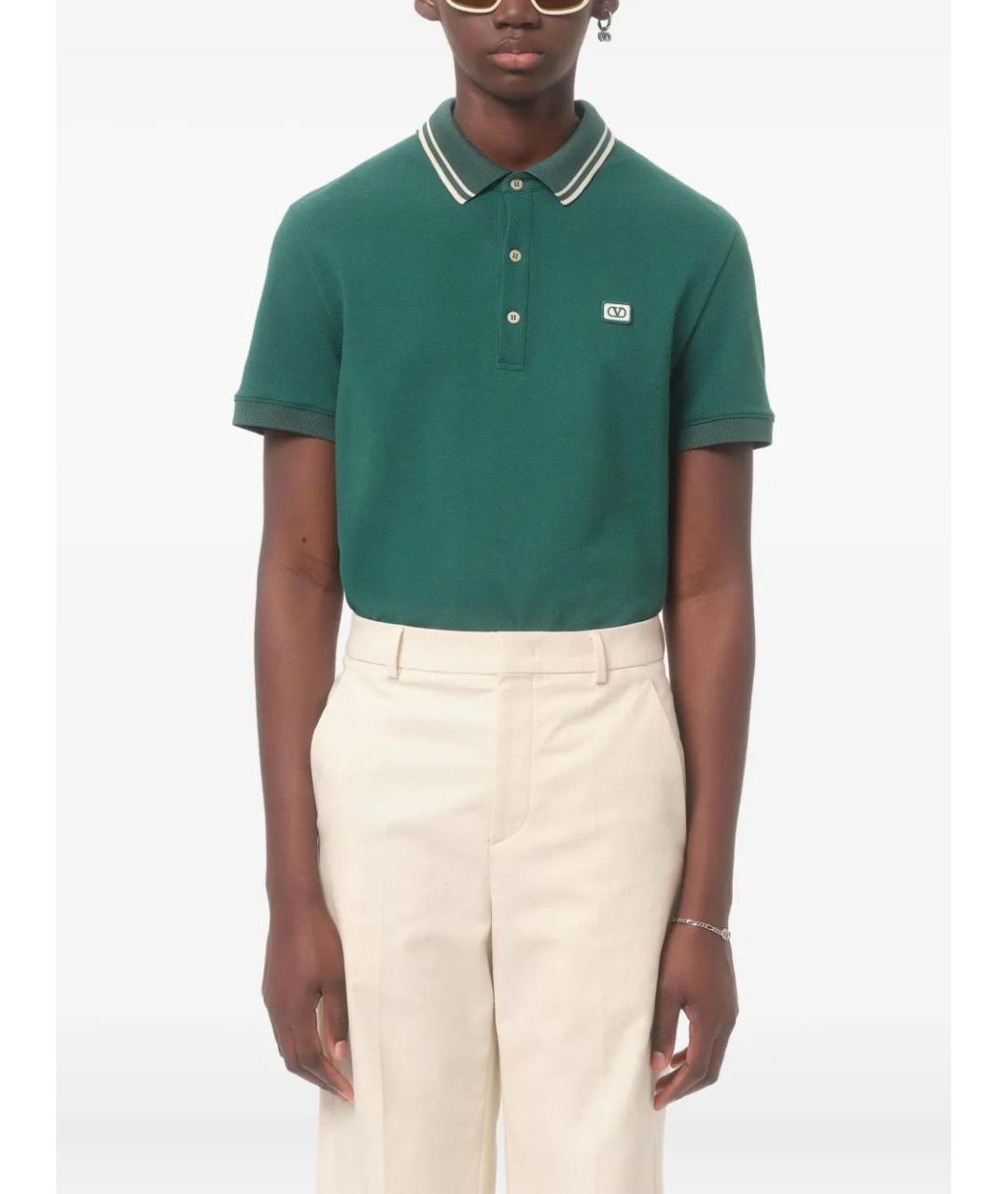 VALENTINO Зеленые хлопковое поло с коротким рукавом, фото 3