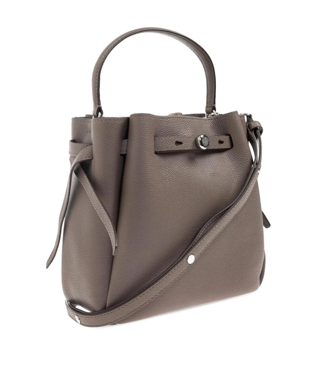 TORY BURCH Коричневая кожаная сумка с короткими ручками, фото 4